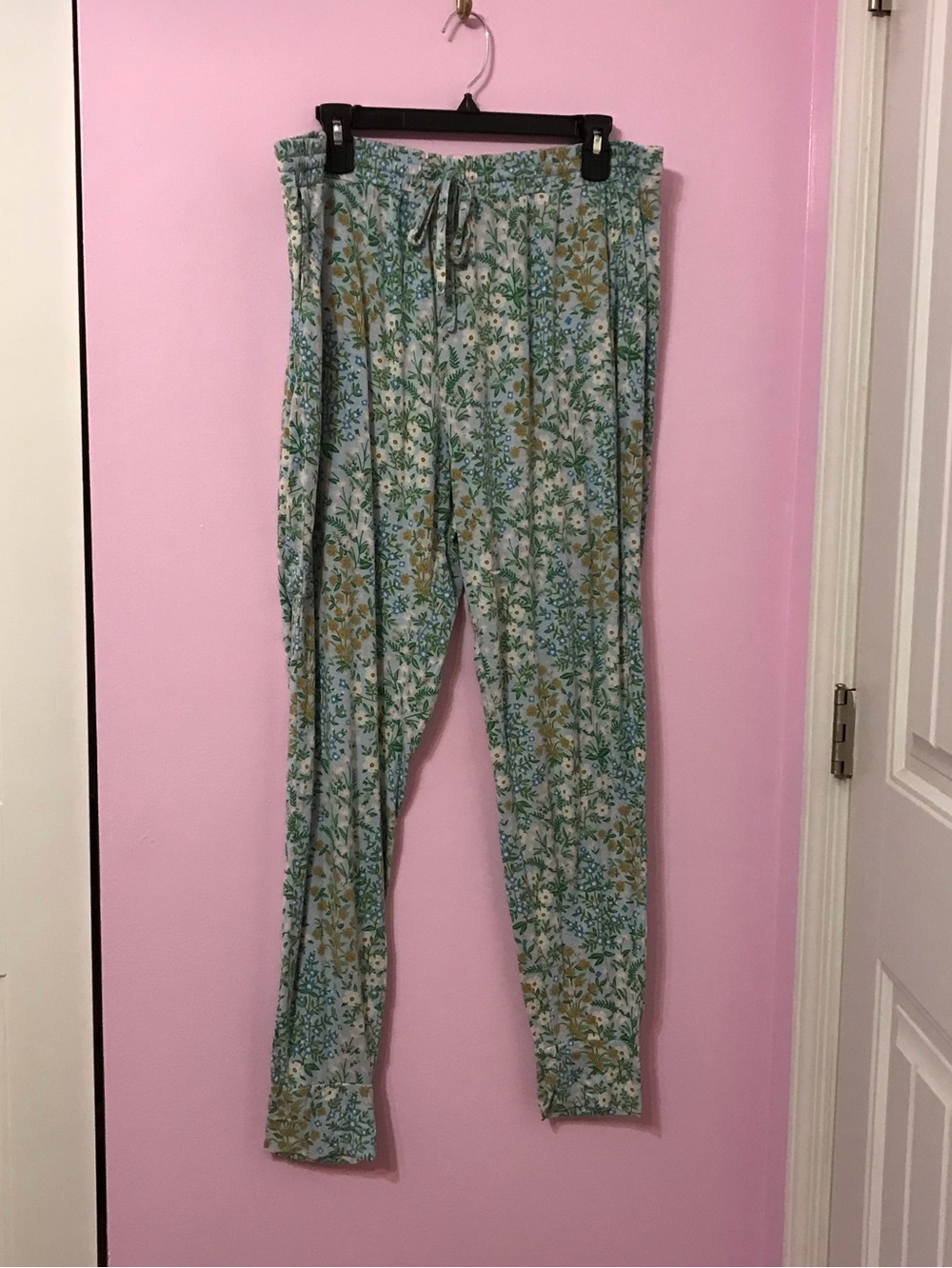 Rifle Paper X Company Store blue floral Tencel Modal Jersey Jogger pants size XL